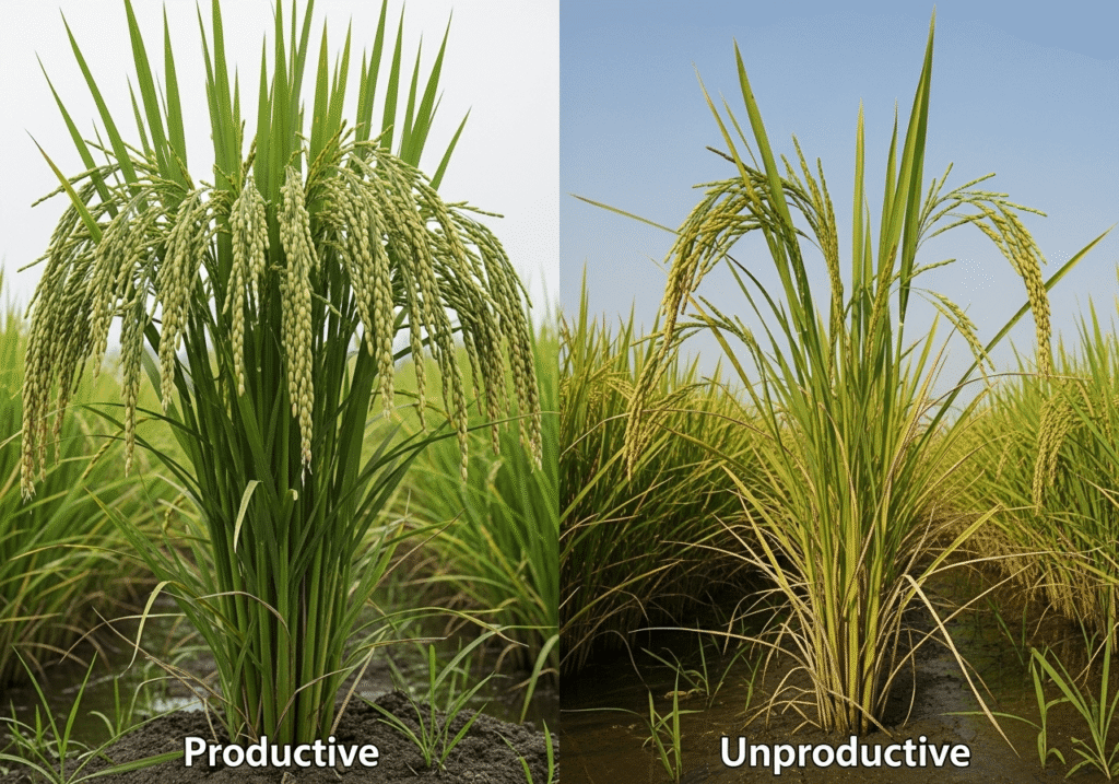 padi produktif dan padi kurang produktif